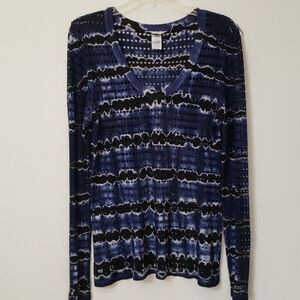 Hard Tail Shirt Womens Med Long Sleeve Repeat Cut Out Ombre Tie Dye Tee